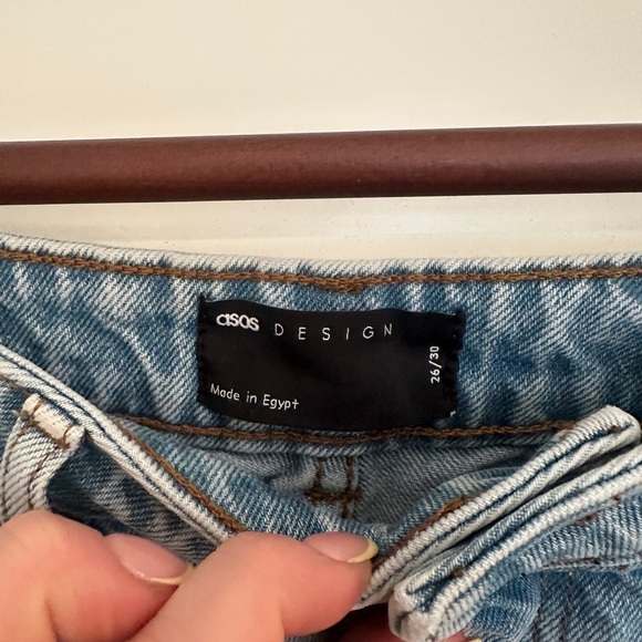 ASOS Blue Wide Leg High-Waisted Barrel Jeans - Picture 3 of 3